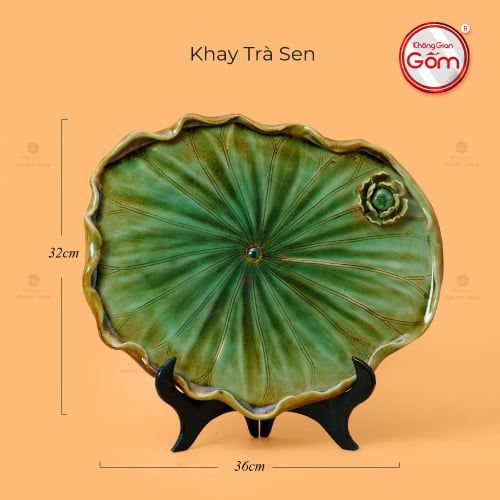 Khay Trà Sen Ngang Xanh Nhạt