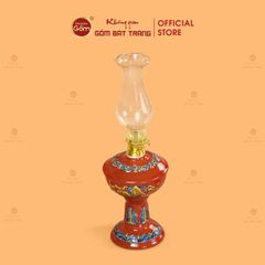 Đèn Dầu Thờ Men Đỏ Họa Tiết Cành Đào