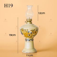 Đèn Dầu Thờ Men Hoàng Tộc Vẽ Vàng Họa Tiết Cuốn Thư