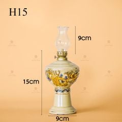 Đèn Dầu Thờ Men Hoàng Tộc Vẽ Vàng Họa Tiết Cuốn Thư