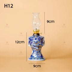 Đèn Dầu Thờ Độc Long Men Lam Nổi Vẽ Vàng Kim