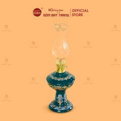 Đèn Dầu Thờ Men Lục Họa Tiết Cành Đào