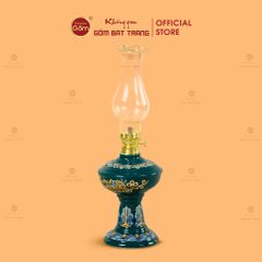 Đèn Dầu Thờ Men Lục Họa Tiết Cành Đào