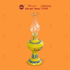 Đèn Dầu Thờ Men Vàng Họa Tiết Cành Đào