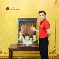 [Set Cơ Bản] Bộ Đồ Thờ Thần Tài Thổ Địa Men Hoàng Tộc Vẽ Vàng (10 món)