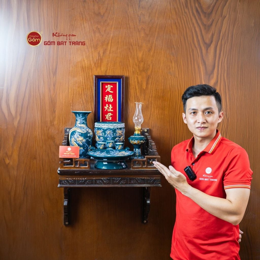 [Set Cơ Bản] Bộ Đồ Thờ Ông Táo Men Lục (6 món)