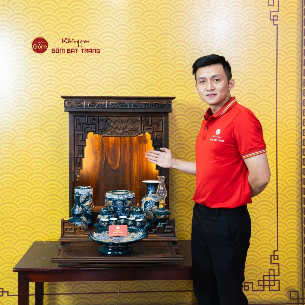 [Set Cơ Bản] Bộ Đồ Thờ Thần Tài Thổ Địa Men Lục (9 món)