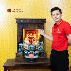 [Set Cao Cấp] Bộ Đồ Thờ Thần Tài Thổ Địa Men Lục (11 món)