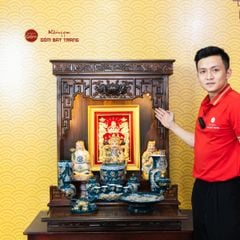 [Set Hào Gia] Bộ Đồ Thờ Thần Tài Thổ Địa Men Lục (14 món)