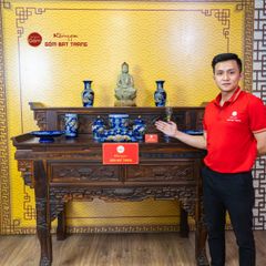 [Set Cơ Bản] Bộ Đồ Thờ Phật Men Xanh Coban (10 món)