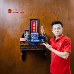 [Set Cơ Bản] Bộ Đồ Thờ Ông Táo Men Xanh Coban (6 món)