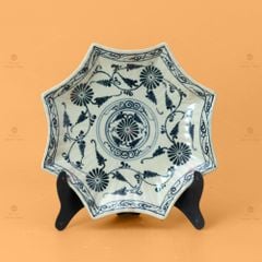 Bộ Bát Đĩa Bát Tràng Men Rạn Vẽ Cúc Đen
