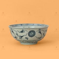 Bộ Bát Đĩa Bát Tràng Men Rạn Vẽ Cúc Đen