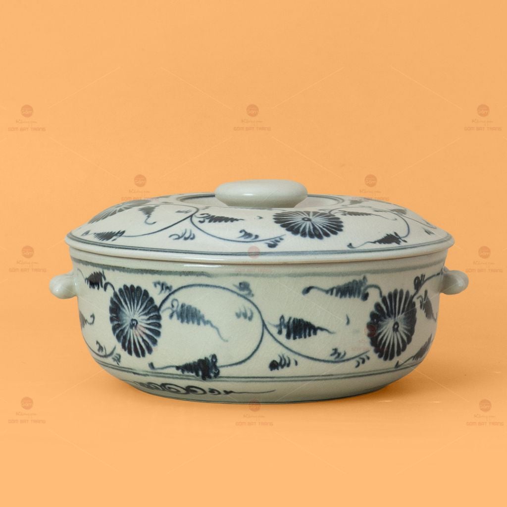 Bộ Bàn Ăn 6 Người (12 món) Men Rạn Vẽ Cúc Đen