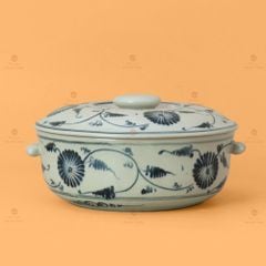 Âu Cơm Men Rạn Vẽ Cúc Đen