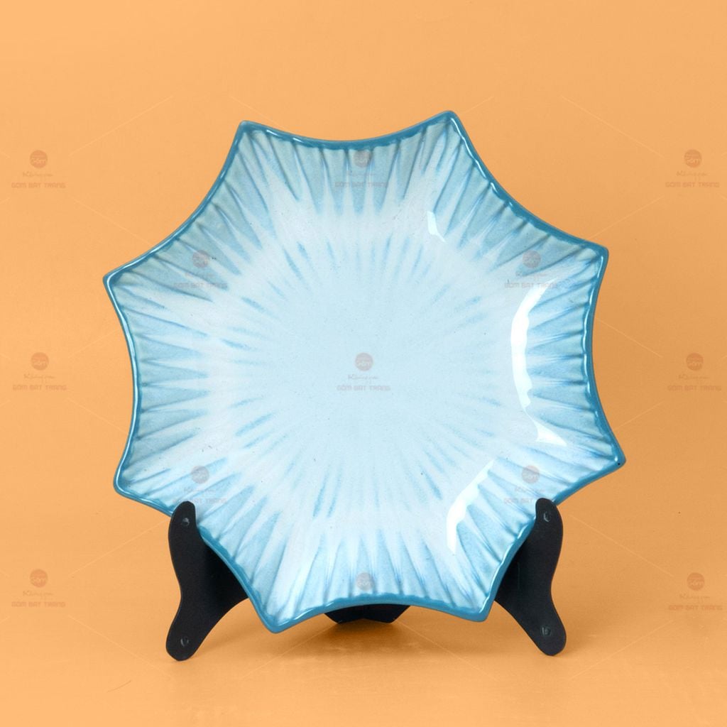 Bộ Bát Đĩa Bát Tràng Men Biển Xanh Cát Trắng