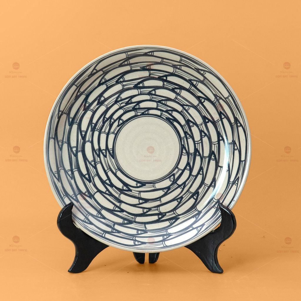 Bộ Bàn Ăn 10 Người (22 món) Men Trắng Vẽ Cá Đàn