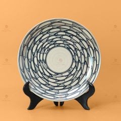 Bộ Bàn Ăn 10 Người (22 món) Men Trắng Vẽ Cá Đàn