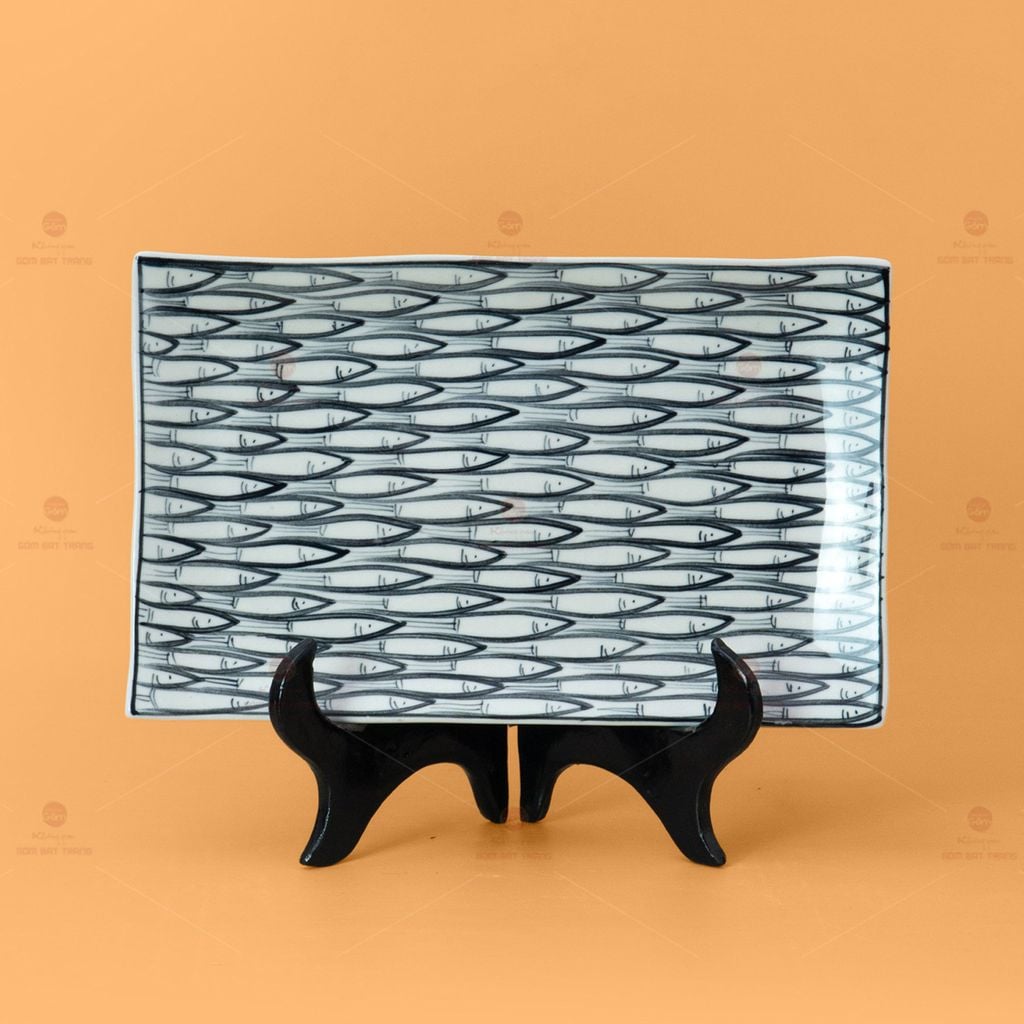 Bộ Bàn Ăn 10 Người (22 món) Men Trắng Vẽ Cá Đàn