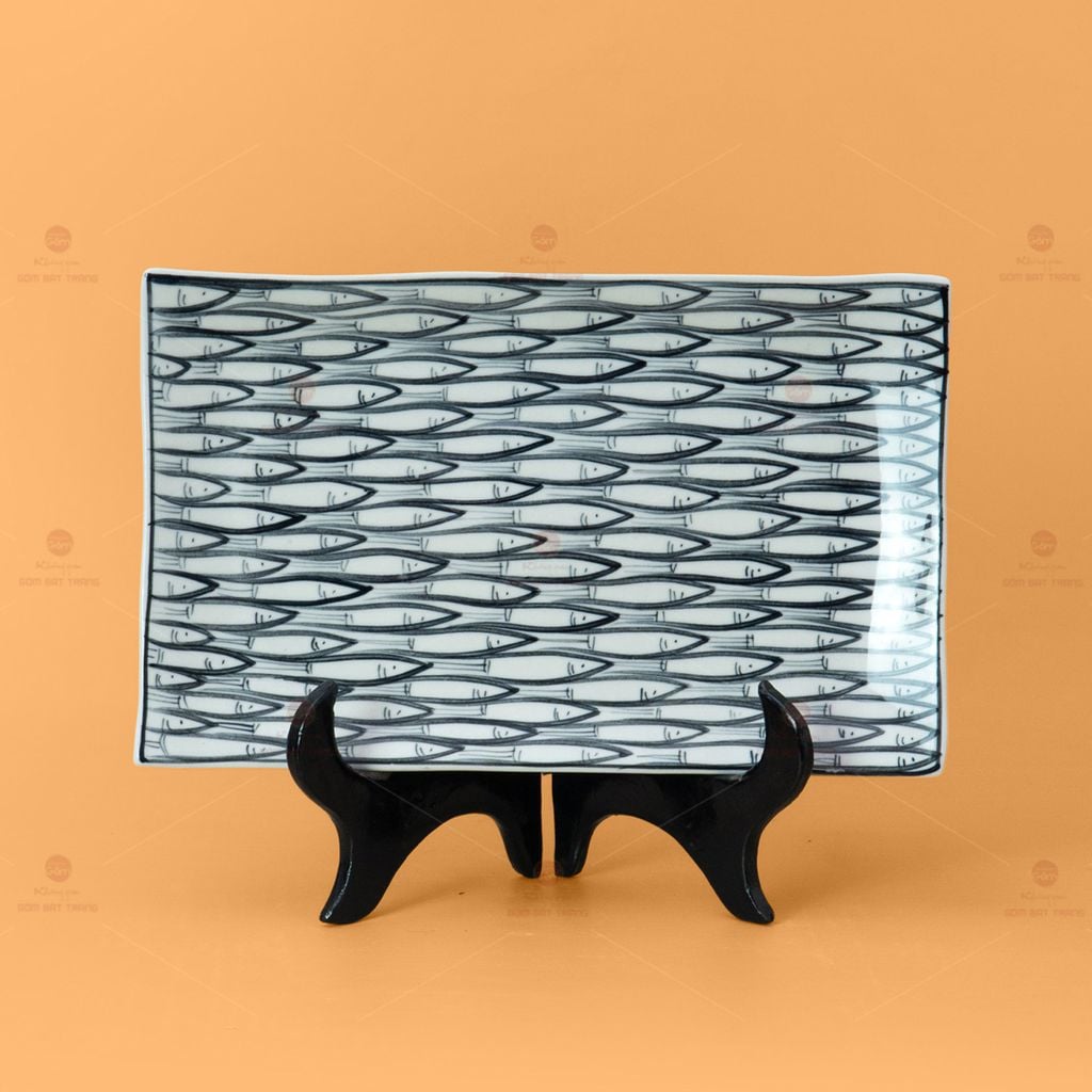 Bộ Bàn Ăn 6 Người (12 món) Men Trắng Vẽ Cá Đàn