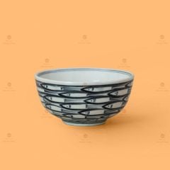 Bộ Bàn Ăn 6 Người (12 món) Men Trắng Vẽ Cá Đàn