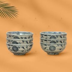 Bộ Bát Cơm Men Rạn Vẽ Cúc Đen