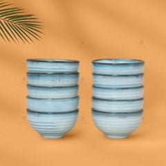 Bộ Bát Cơm Men Biển Xanh Kim Sa