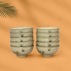 Bộ Bát Cơm Men Kem Hoa Đào Chuồn