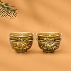 Bát Cơm Men Nâu Vân Hoa Cúc