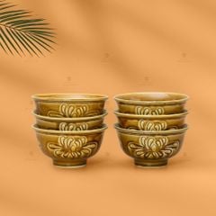 Bộ Bát Cơm Men Nâu Vân Hoa Cúc