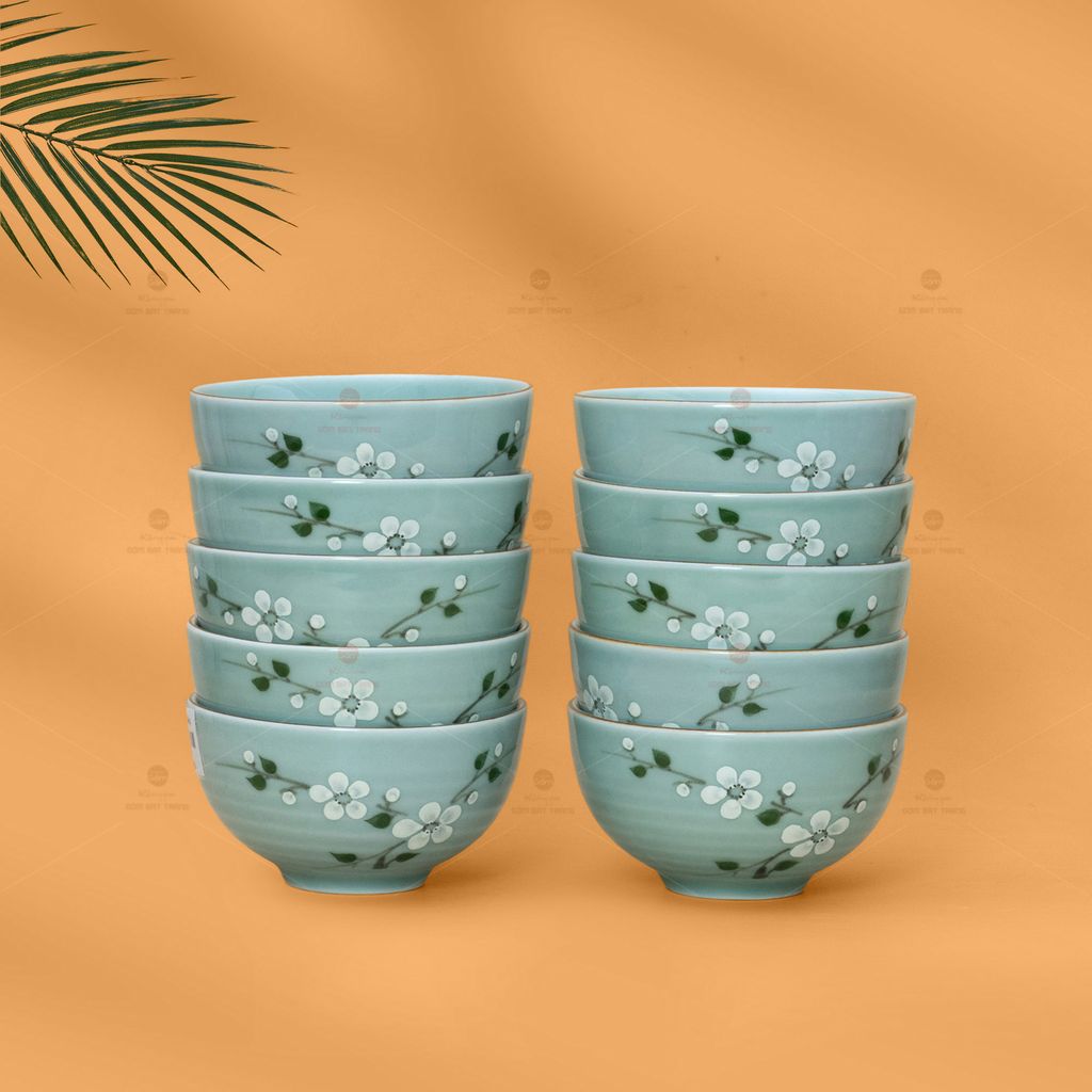 Bát Cơm Men Ngọc Hoa Đào Trắng