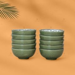 Bộ Bát Cơm Men Xanh Ngọc Vẽ Bèo
