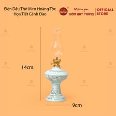 Đèn Dầu Thờ Men Ngọc Hoàng Tộc Vẽ Vàng Cành Đào