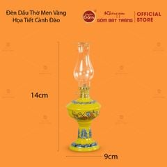 Đèn Dầu Thờ Men Vàng Họa Tiết Cành Đào