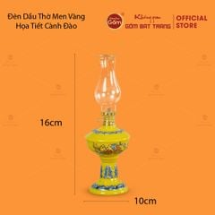 Đèn Dầu Thờ Men Vàng Họa Tiết Cành Đào
