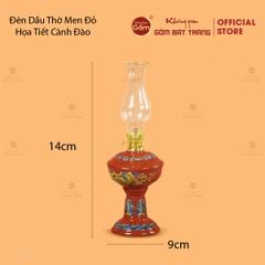 Đèn Dầu Thờ Men Đỏ Họa Tiết Cành Đào