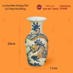 Lọ Hoa Men Hoàng Thổ Họa Tiết Cá Chép Hóa Rồng