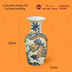 Lọ Hoa Men Hoàng Thổ Họa Tiết Cá Chép Hóa Rồng