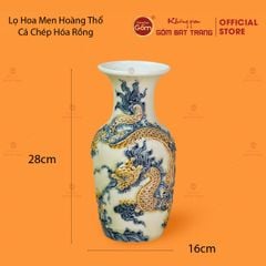 Lọ Hoa Men Hoàng Thổ Họa Tiết Cá Chép Hóa Rồng