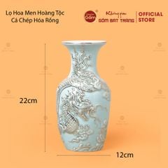 Lọ Hoa Men Ngọc Hoàng Tộc Vẽ Vàng Cá Chép Hóa Rồng