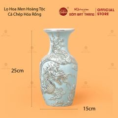 Lọ Hoa Men Ngọc Hoàng Tộc Vẽ Vàng Cá Chép Hóa Rồng