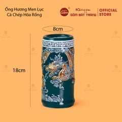 Ống Hương Men Lục Họa Tiết Cá Chép Hóa Rồng