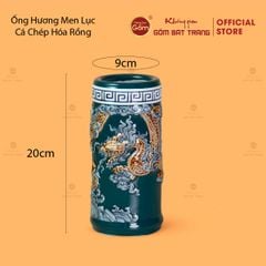 Ống Hương Men Lục Họa Tiết Cá Chép Hóa Rồng