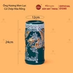Ống Hương Men Lục Họa Tiết Cá Chép Hóa Rồng