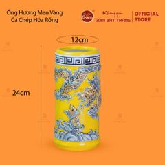 Ống Hương Men Vàng Họa Tiết Cá Chép Hóa Rồng
