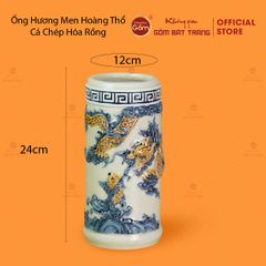 Ống Hương Men Hoàng Thổ Họa Tiết Cá Chép Hóa Rồng