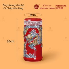 Ống Hương Men Đỏ Họa Tiết Cá Chép Hóa Rồng