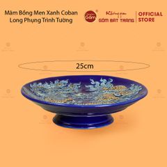 Mâm Bồng Men Xanh Coban Họa Tiết Long Phụng Trình Tường