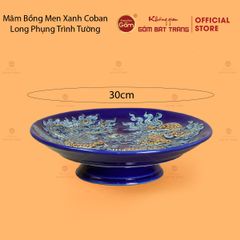 Mâm Bồng Men Xanh Coban Họa Tiết Long Phụng Trình Tường