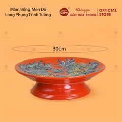 Mâm Bồng Men Đỏ Họa Tiết Long Phụng Trình Tường